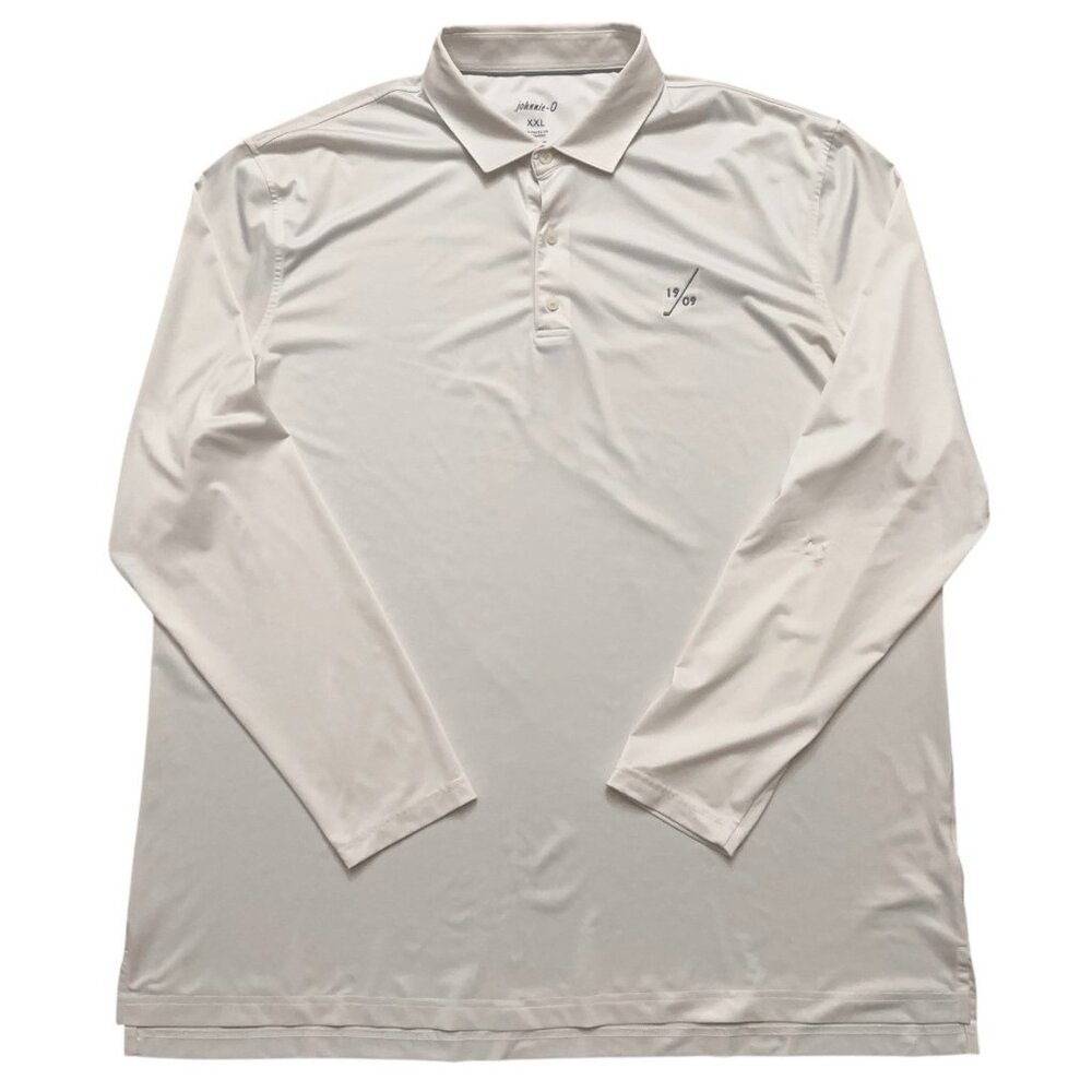 Johnnie-O Polo Shirt Mens Size 2XL Long Sleeve Performance Stretch Golf White